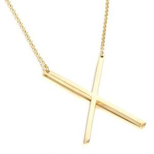 U V W X Y Stainless Steel Gold Initial Necklac